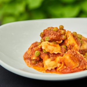 Kid Tortellini Bolognese with Peas